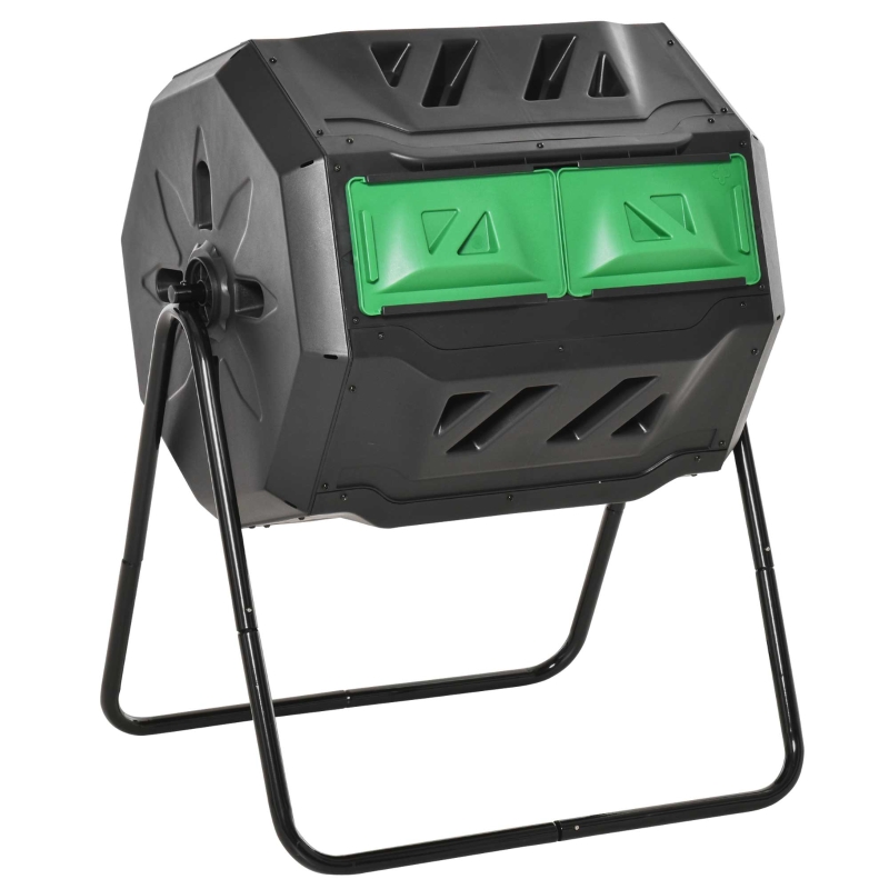 Best 160L 360° Rotating Dual Chamber Composter - Black - Image 11