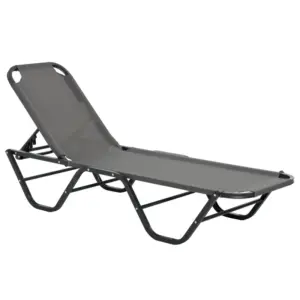 Best Sun Lounger Relaxed Recliner with 5-Position Adjustable Backrest Aluminium Frame for Pool, Sun Bathing, Grey
