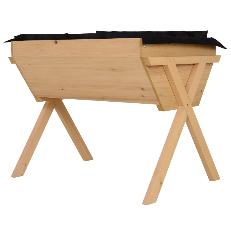 Best Large Fir Wood Raised Plant Stand Oak Tone - Image 15