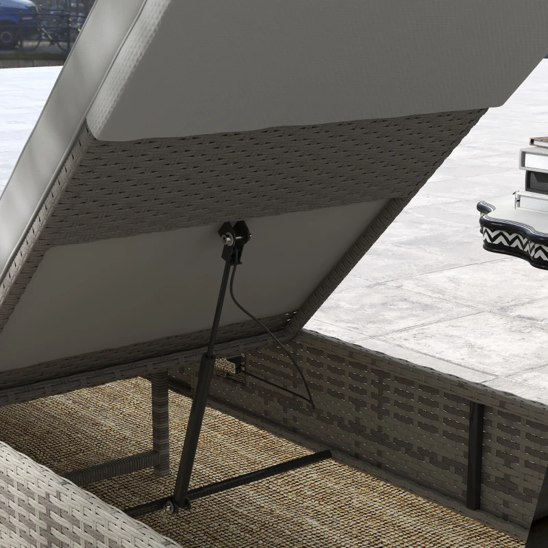 Best Outdoor PE Rattan Sun Lounger, Multi-position Backrest Adjustable Single Recliner Sunbed Daybed with Removeable & Washable Cushion, for Patio, Garden, Light Grey - Image 7