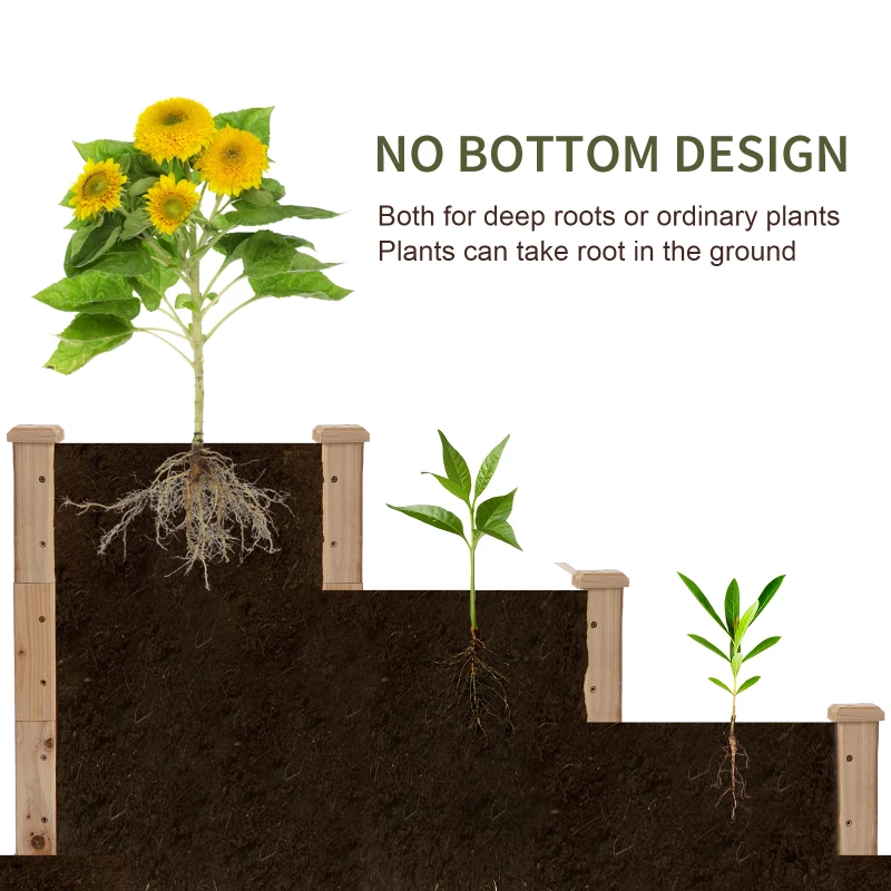 Best 470L Raised Garden Bed, 3-Tier Planter Kit, Elevated Wooden Planters for Garden, Yard & Patio, 124 x 124 x 56 cm - Image 4