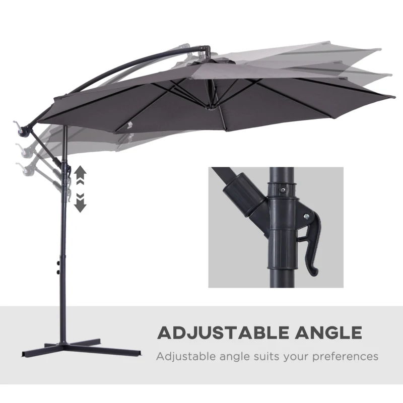 Best Cantilever Umbrella Parasol Hanging Banana Steel Dark Grey 3M Patio - Image 7