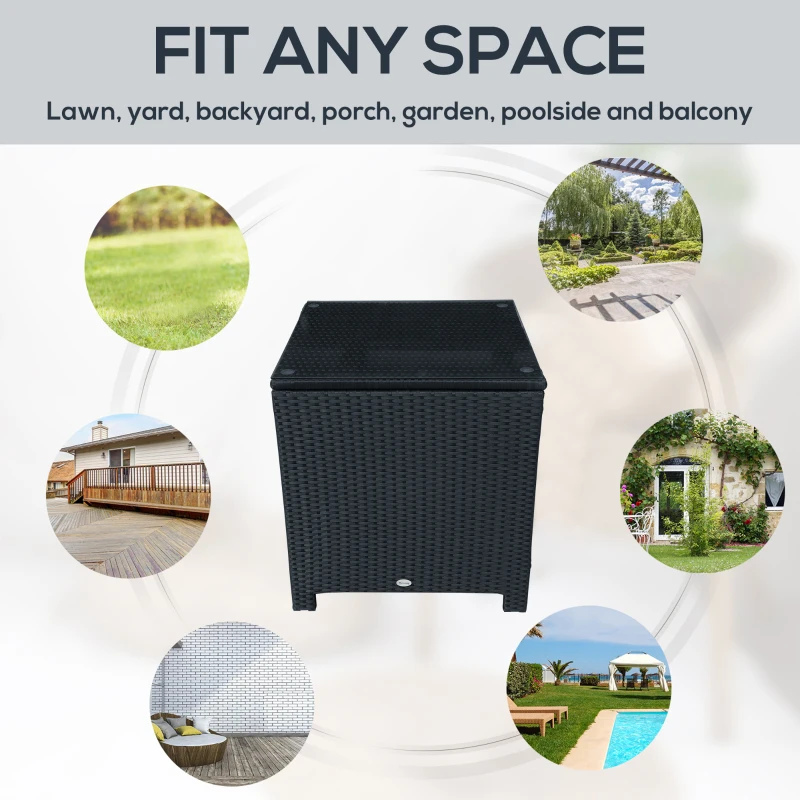 Best PE Wicker Side Table Rattan Garden Furniture with Four Foot Pads, Rust & Mild Weather Damage Resistant, Black - Image 7
