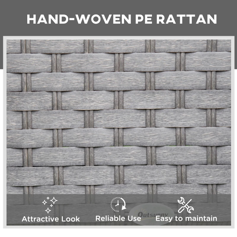 Best 3 Pieces Rattan Sun Lounger Set with Aluminium Frame, 5-Position Adjustable Reclining Garden Chairs and Glass Top Table, Wicker Garden Furniture Daybed with Cushions for Patio, Grey - Image 4