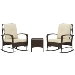 Best Three-Piece Rocking Chair Rattan Bistro Set - Brown