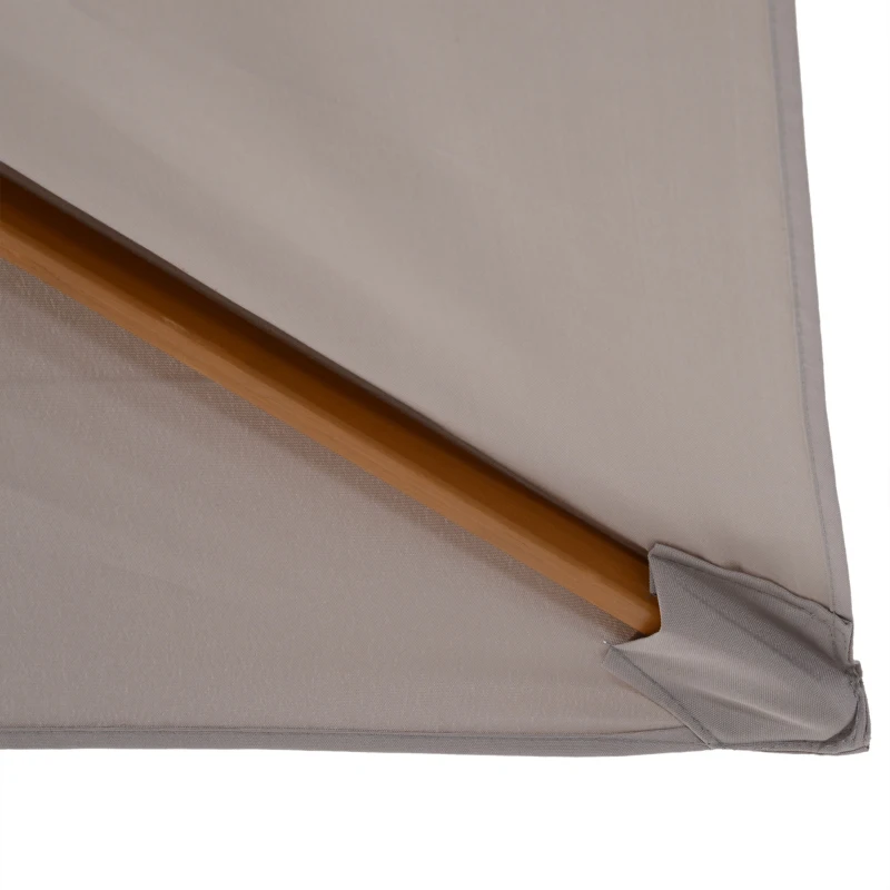 Best 2 x 3m Wooden Garden Parasol Umbrella Outdoor Sun Shade Canopy, Table Market Umbrella with Vent, 38 mm Pole, Rope Pulley Mechanism, Light Grey - Image 8