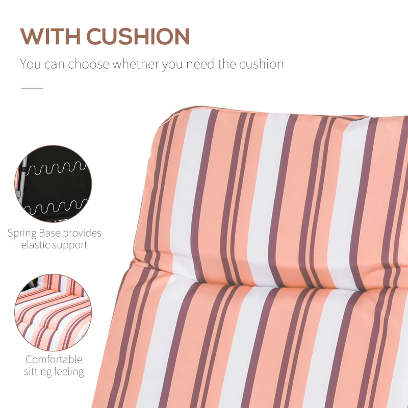 Best Reclining Garden Chair Set of 2, 5-Level Adjustable Zero Gravity Chairs with Cushions, Folding Sun Lounger Garden Recliner Chairs with Armrests for Outdoor, Patio, Orange Stripe - Image 5