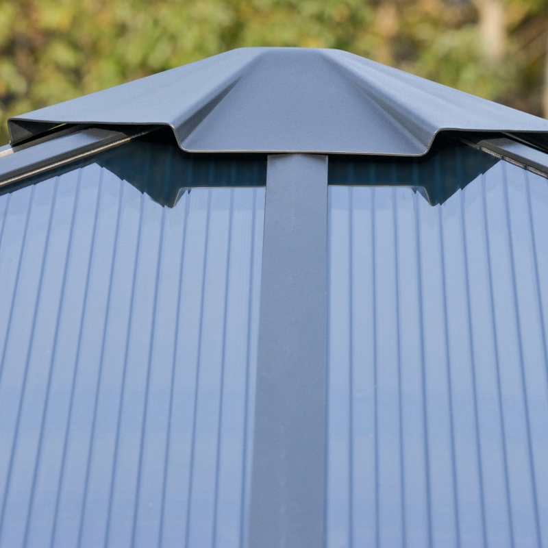 Best 3 x 3(m) Hardtop Gazebo Canopy with Polycarbonate Roof, Aluminium Frame, Permanent Pavilion Garden Gazebo with Netting and Curtains for Patio, Deck, Dark Grey - Image 12