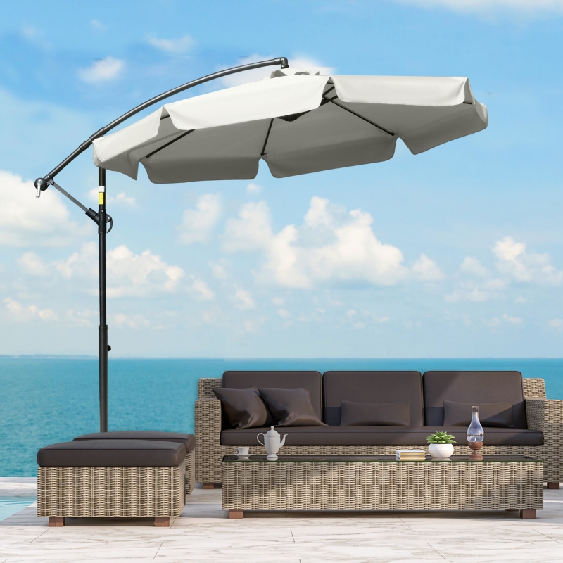 Best 2.7m Garden Banana Parasol Cantilever Umbrella with Crank Handle and Cross Base for Outdoor, Hanging Sun Shade, Cream White - Image 10