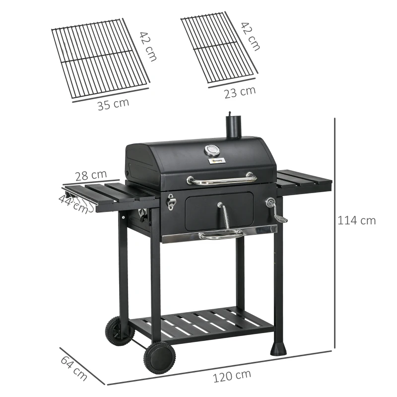 Best Adjustable Charcoal Pan BBQ, with Thermometer and Warming Rack - Image 3