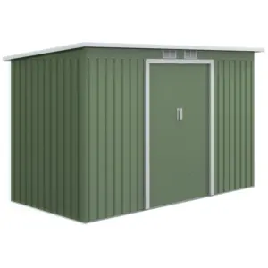 Best 9ft x 4ft Metal Garden Shed, Outdoor Tool House with Foundation Kit, Ventilations and Double Doors, Light Green