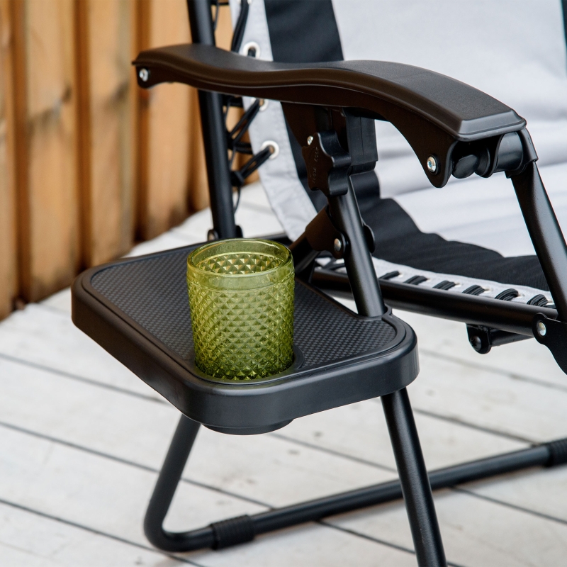 Best Zero Gravity Lounger Chair, Folding Reclining Patio Chair with Shade Cover, Padded Seat, Cup Holder, Soft Cushion and Headrest for Poolside, Camping, Grey - Image 12