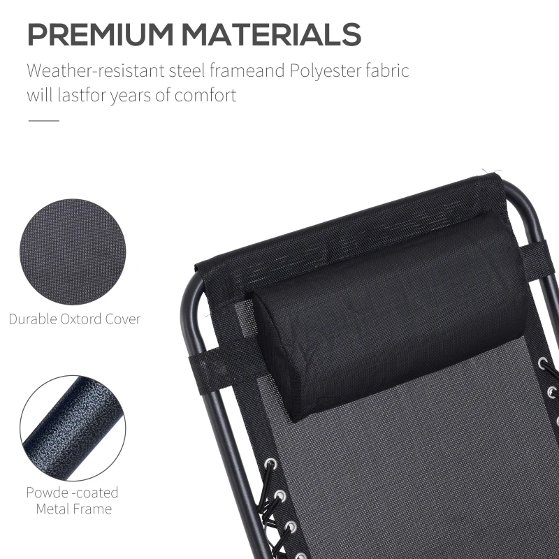 Best Folding Zero Gravity Chairs, 3 Pieces Adjustable Sun Lounger and Table Set with Cup Holder and Headrest, Patio Bistro Set with Reclining Garden Chairs for Outdoor, Black - Image 7