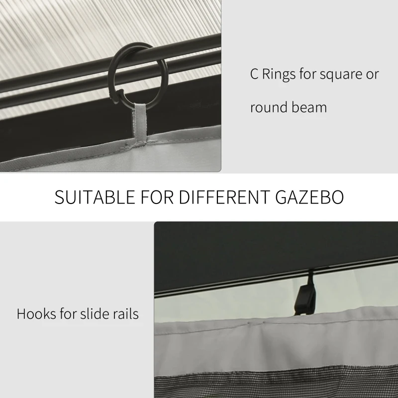 Best Replacement Gazebo Curtains, 4-Panel Gazebo Side Panels Only, for 3 x 3 (M) Gazebos or Pergolas, Hooks/C-Rings Included, Light Grey - Image 6