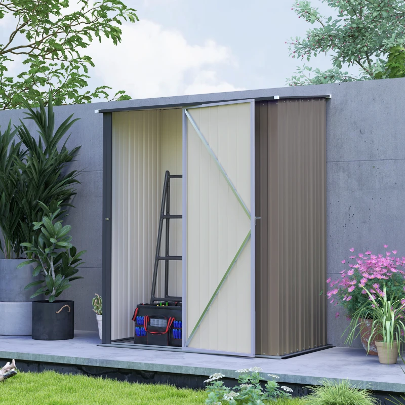 Best 5.3 x 3.1ft Corrugated Steel Garden Shed - Light Grey - Image 7