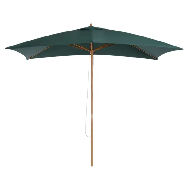 Best 2 x 3m Wooden Garden Parasol Umbrella Outdoor Sun Shade Canopy, Green