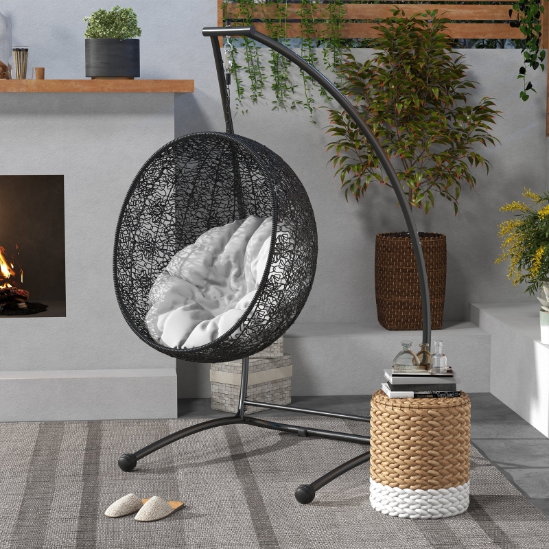 Best Hammock Chair Stand, C Shape Hanging Heavy Duty Metal Frame Hammock Stand for Hanging Hammock Air Porch Swing Chair, Indoor & Outdoor Use, Black - Image 10