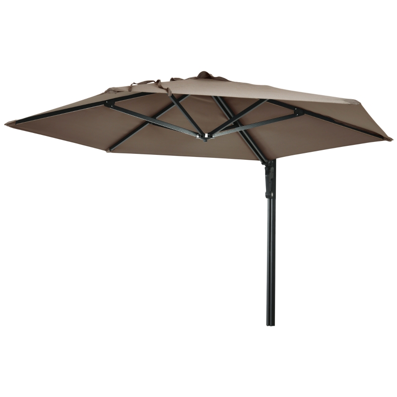 Best 2.5m Wall Mounted Parasol, Hand to Push Outdoor Patio Umbrella with 180 Degree Rotatable Canopy for Porch, Deck, Garden, 250 cm, Khaki - Image 11