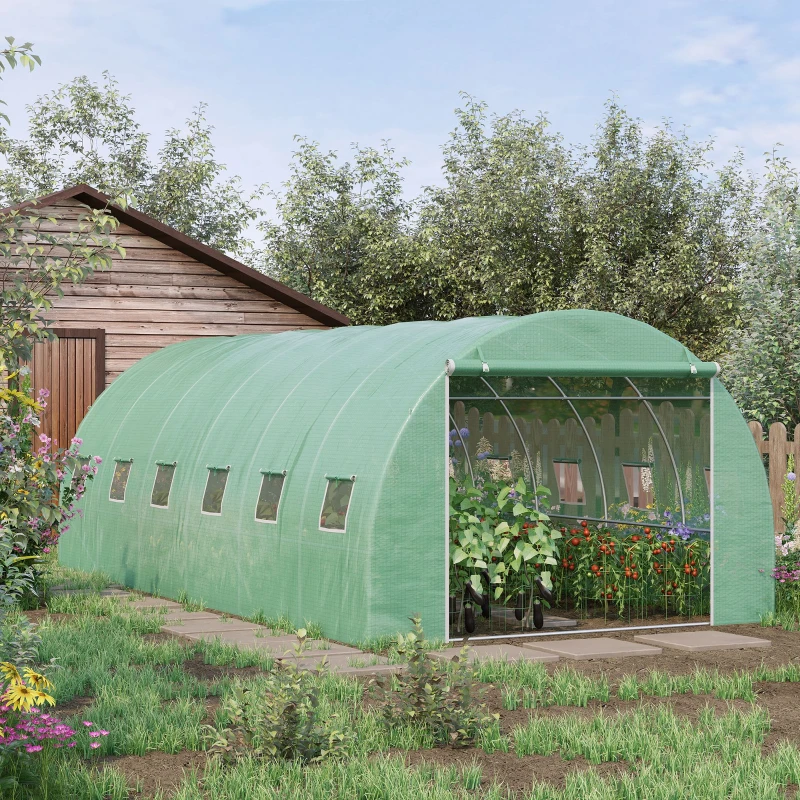 Best 6 x 3 x 2 m Polytunnel Greenhouse with Roll-up Door and 12 Mesh Windows, Walk-in Garden Tunnel Warm House Tent with UV-resistant PE Cover and Galvanised Steel Frame, Green - Image 2
