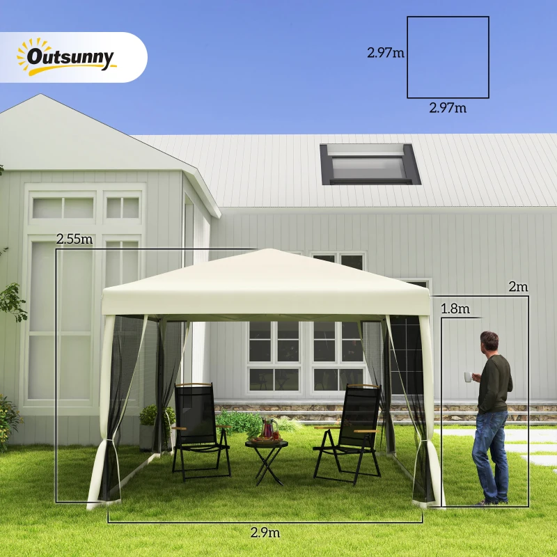 Best 3 x 3(m) Pop Up Gazebo with 4 Mesh Sides and Carry Bag, Height Adjustable Party Canopy Tent, Portable Garden Outdoor - Image 3