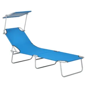 Best Sun Lounger, with Adjustable Face Canopy - Bright Blue