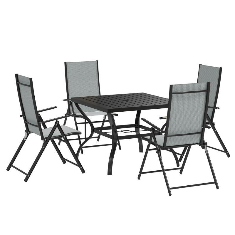 Best Five-Piece Steel Frame Patio Set - Grey/Black - Image 11