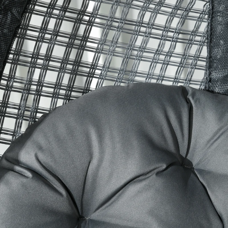 Best Outdoor Swing Chair with Thick Padded Cushion, Patio Hanging Chair with Metal Stand, Egg Chair with Foldable Basket, Cup Holder, for Indoor and Outdoor, Dark Grey - Image 8