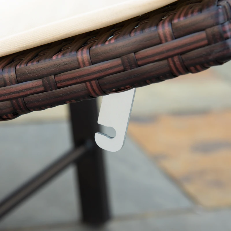 Best Rattan Folding Sun Lounger Outdoor Chair with Cushion and Pillow Cream White - Image 8