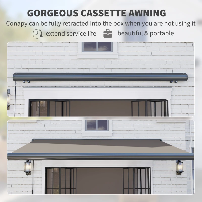 Best 3.5 x 3 m Electric Awning with Remote Controller, Aluminium Frame DIY Retractable Awning, UV50+ Sun Shade Canopy for Garden Patio Deck Door Window, Light Grey - Image 5