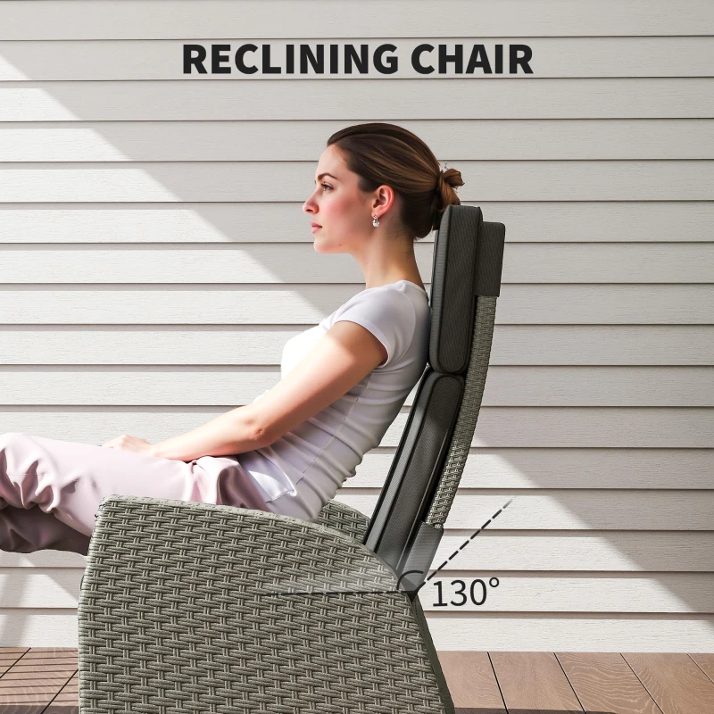 Best 5-Piece Rattan Garden Furniture Set with Cushions - Charcoal Grey - Image 4