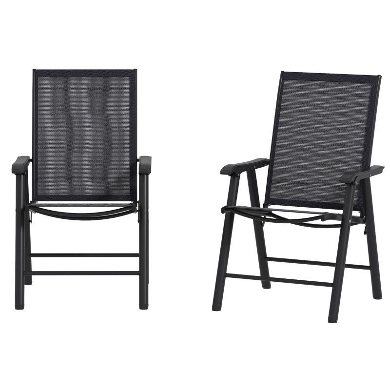 Best Set of 2 Foldable Metal Garden Chairs Outdoor Patio Park Dining Seat Yard Furniture Dark Grey - Image 11