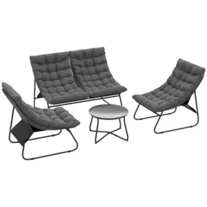 Best Four-Piece Curved Seat Garden Sofa Set - Grey/Black
