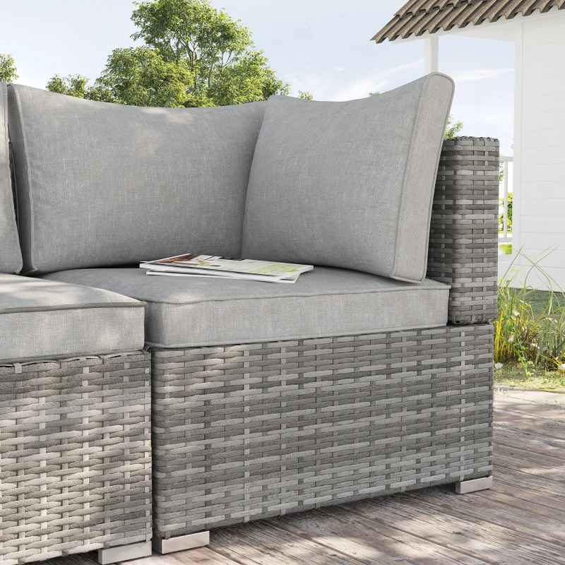 Best Outdoor PE Rattan Corner Sofa, Garden Wicker Furniture Single Sofa Chair w/ Cushions, Light Grey - Image 2