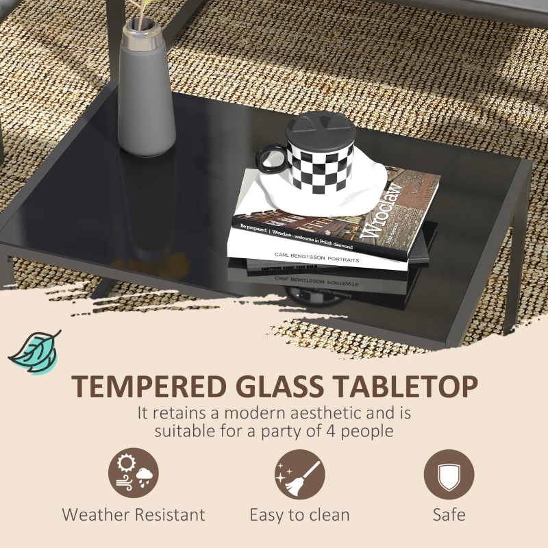 Best Four-Piece Relaxed Back Garden Dining Set - Black/Grey - Image 5