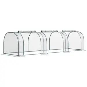 Best Mini Greenhouse, Small Polytunnel Green House with Zipped Doors, Steel Frame for Garden Patio, 300 x 100 x 80cm, Clear