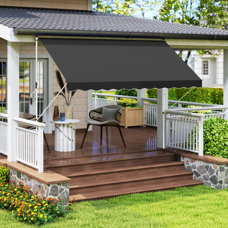 Best 3x1.5m Adjustable Outdoor Aluminium Frame Awning Black - Image 2