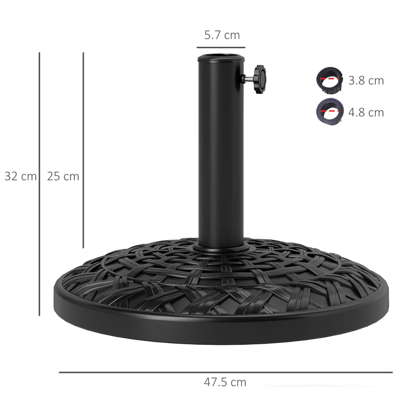 Best 12kg Garden Parasol Base, Round Resin Garden Umbrella Base, Heavy Duty Parasol Stand for 38mm or 48mm Outdoor Umbrella Poles, Black - Image 3