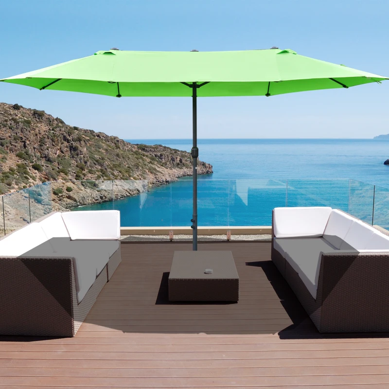 Best 4.6M Sun Umbrella Canopy Double-sided Crank Sun Shade w/ Cross Base Green - Image 2