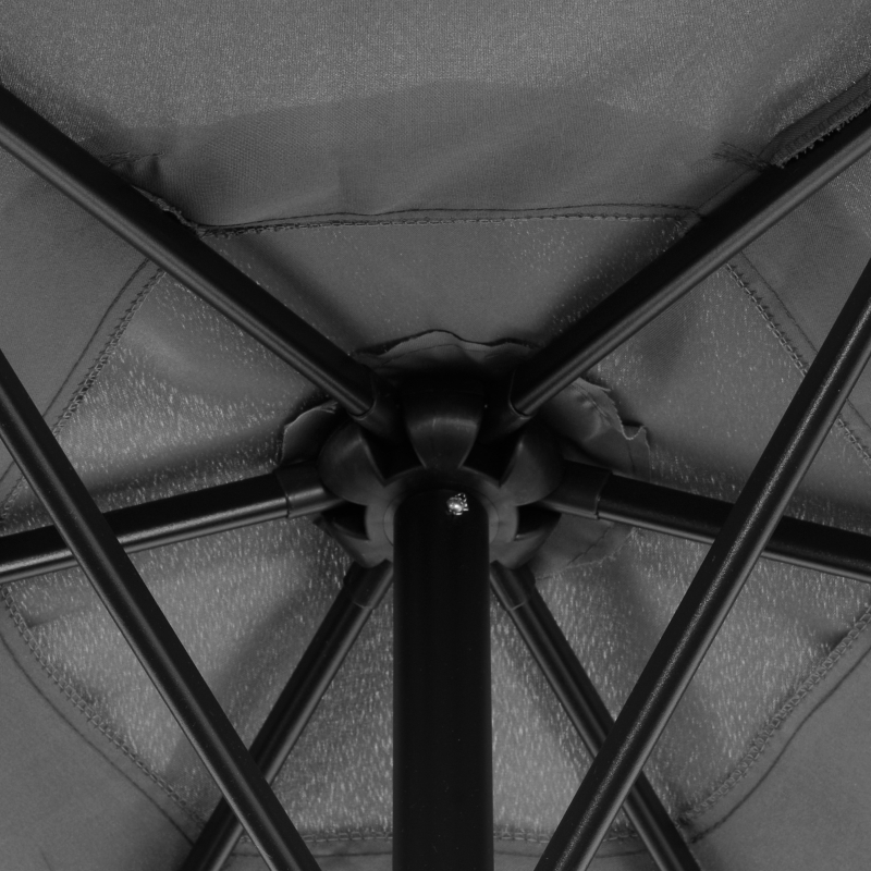 Best 2m Garden Parasol Umbrella, Outdoor Sun Shade with 6 Sturdy Ribs for Balcony, Bench, Garden, Dark Grey - Image 10