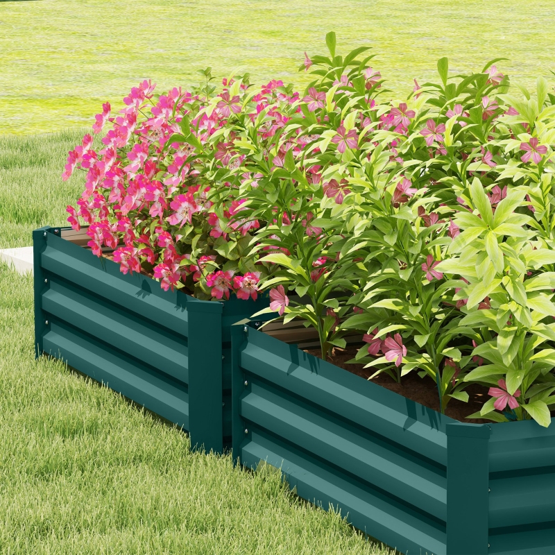 Best Set of Two 60 x 100cm Galvanised Steel Planters, Green - Image 9