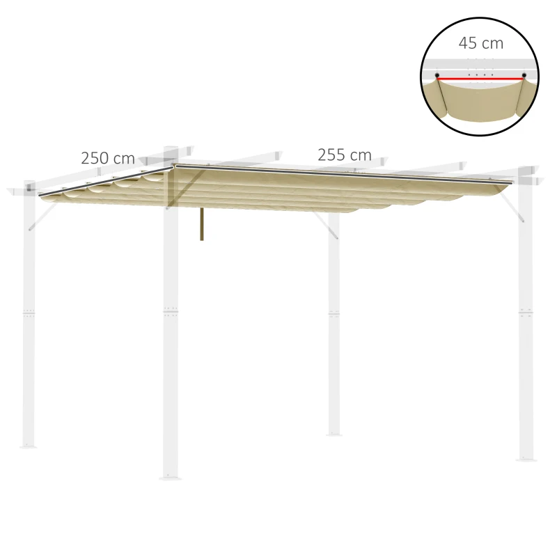 Best Retractable Pergola Shade Cover, Replacement Canopy Fabric for 3 x 3 (m) Pergola, Gazebo Retractable Roof, Beige - Image 3