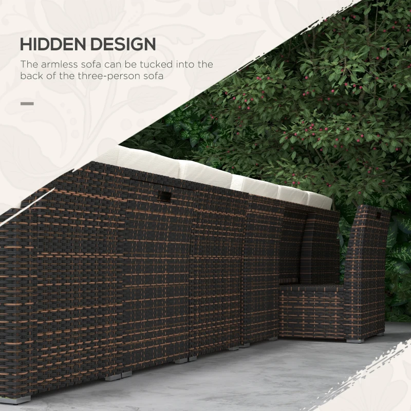 Best Seven-Piece Rattan Garden Sofa Set, with Expanding Table - Cream White - Image 5