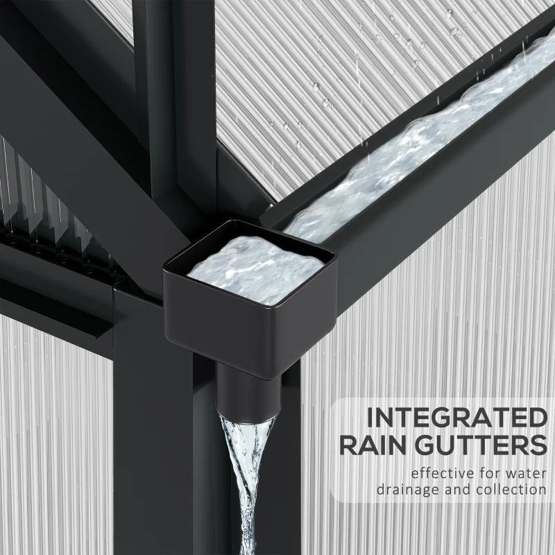 Best 6 x 8ft Polycarbonate Greenhouse, Large Walk-In Green House with Slide Door and Window, Garden Plants Grow House with Aluminium Frame and Foundation, Grey - Image 7