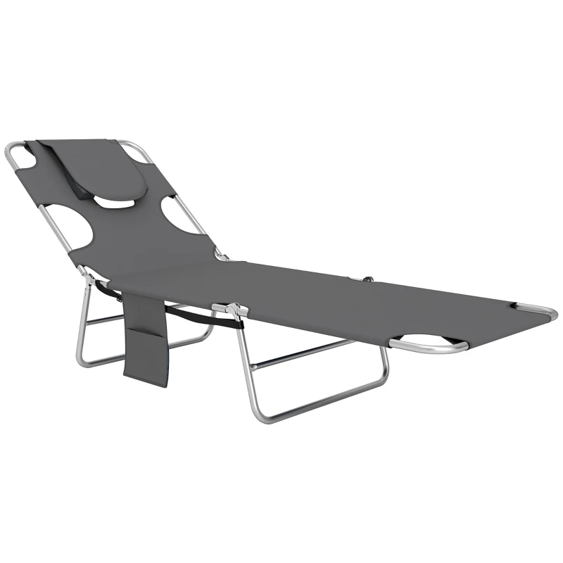 Best Reclining Face Hole Sun Lounger - Dark Grey