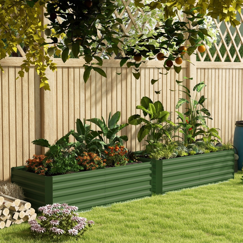Best Set of 2 Raised Beds for Garden, Galvanised Steel Outdoor Planters with Multi-reinforced Rods for Vegetables, Plants, Flowers and Herbs, 180 x 90 x 59 cm, Green - Image 10