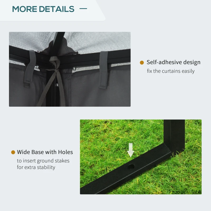 Best 3 x 3 m Garden Gazebo Double Roof Marquee Patio Wedding Party Tent Canopy Shelter with Sidewalls, (Dark Grey) - Image 5