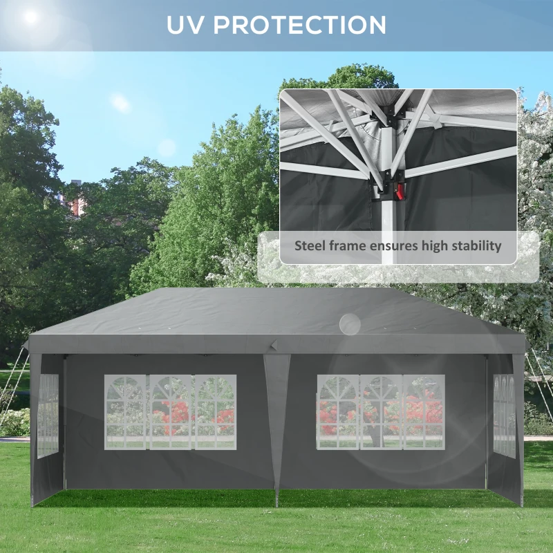 Best 3 x 6m Pop-Up Gazebo, with Removable Walls - Grey - Image 7