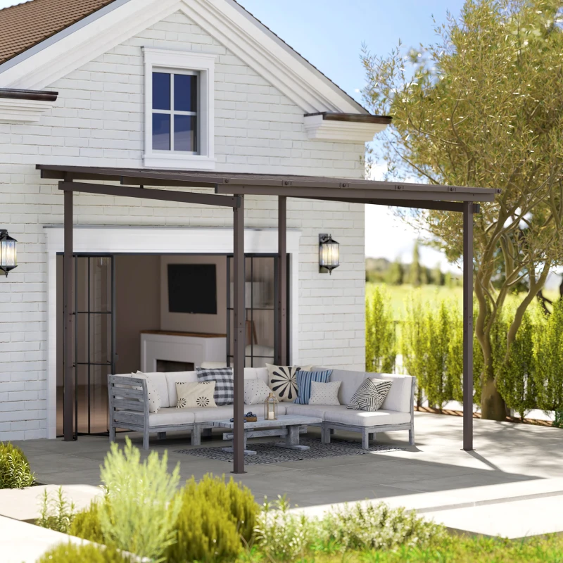 Best 3 x 3(m) Garden Pergola with Waterproof Metal Roof, Lean to Pergola Hardtop Gazebo, Wind-resistant Outdoor Sun Shade, Easy to Assemble - Image 2