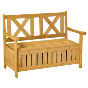 Best 2-Seater Garden Storage Bench for Patio Wood Porch Decor Outdoor Seating
