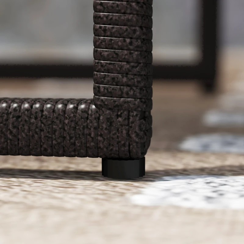 Best 3 Pieces Rattan Bistro Set with 4 Cushions, Wicker Garden Furniture Set, Glass Top Coffee Table and Chairs for Outdoor Patio, Balcony, Terrace and Conservatory, Brown - Image 8